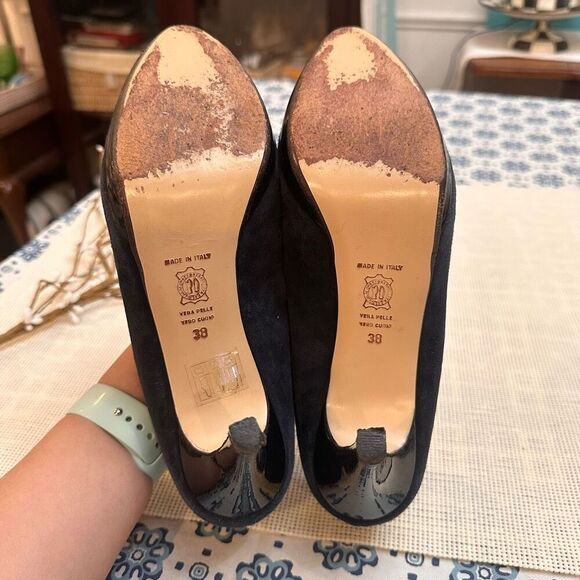 Moda di Fausto Made in Italy Blue suede high heel pumps Size 38/ US 7.5 - Picture 6 of 8